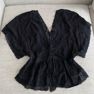 F21 - Boho lace black blouse - S
